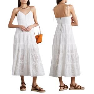 Alice and Olivia Shanti Eyelet Maxi Dress Beach Summer Garden Prairie Boho Sz 6